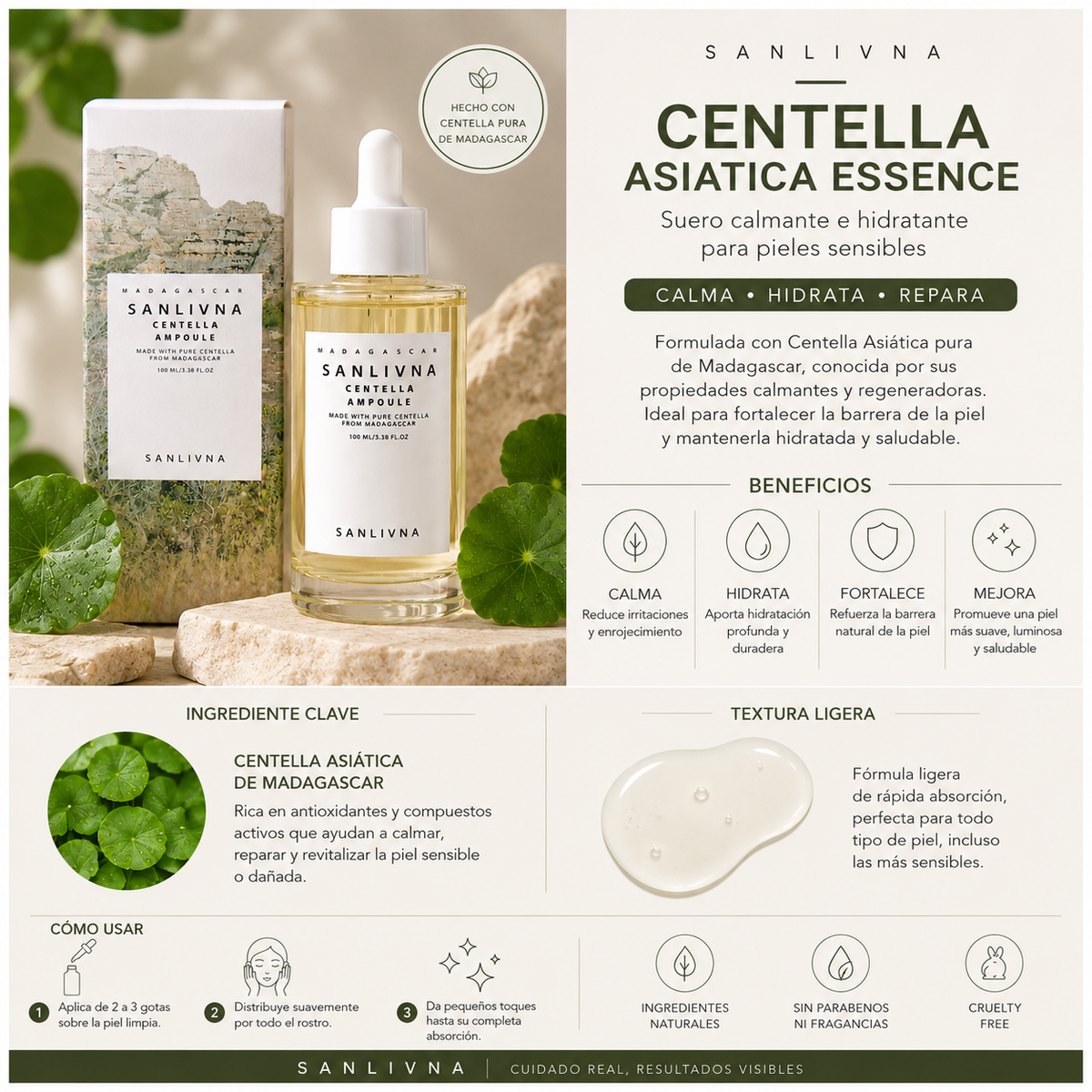 SANLIVNA Centella Ampoule – Suero Facial
